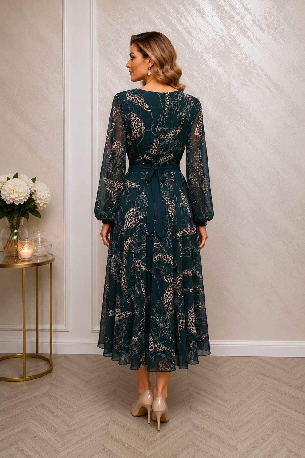 Rochie Celia Midi  – eleganta lejera din voal vaporos pentru evenimente de zi si de seara