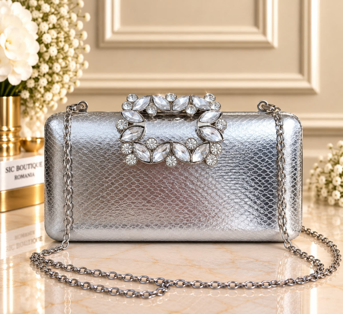 Geanta Clutch dama eleganta cod 1113 cu cristale – Plic de Ocazie
