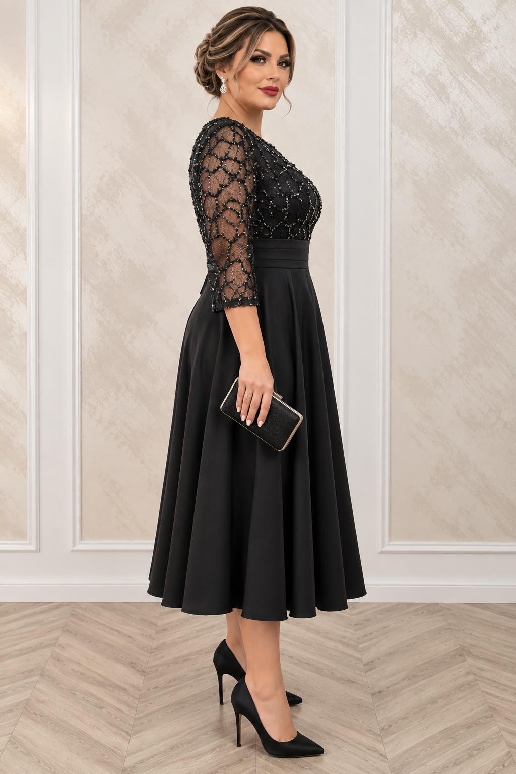 Rochia Dixi lungime midi-rochie eleganta disponibila in 2 nuante
