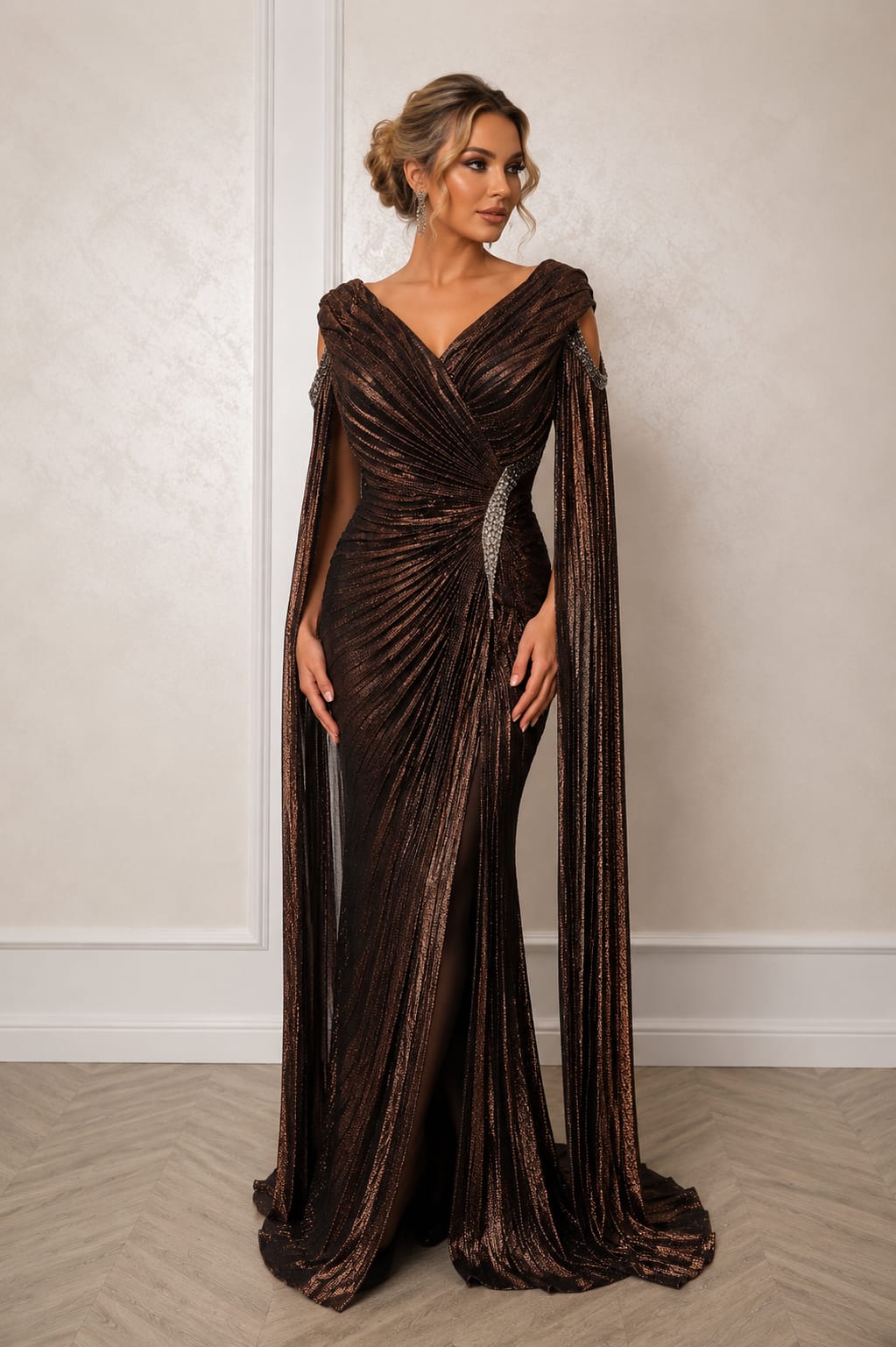 Rochia Vola – Rochie de seara eleganta care subliniaza silueta disponibila in mai nuante metalizate