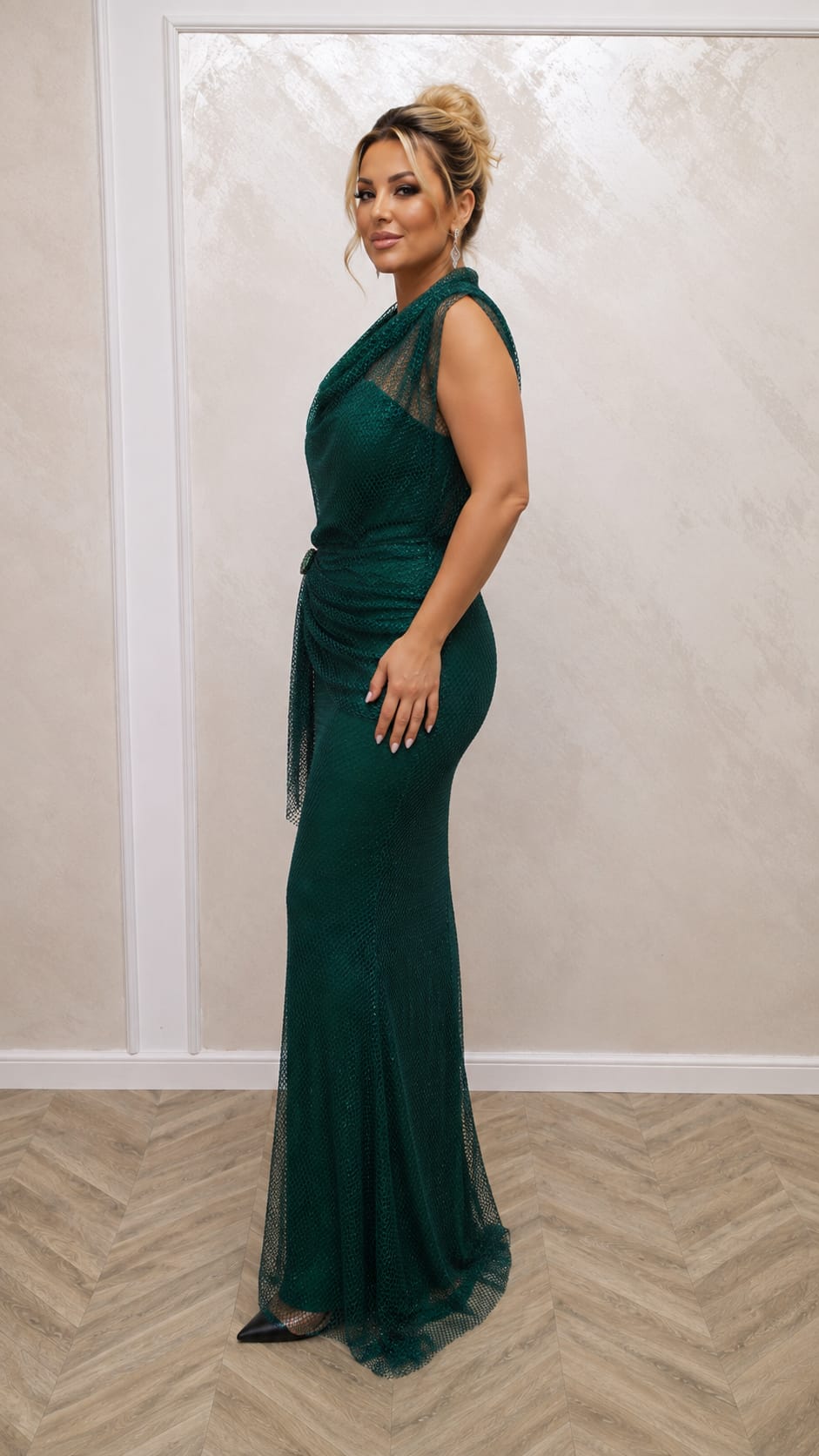 Rochia Jolie – Rochie lunga de seara verde smarald