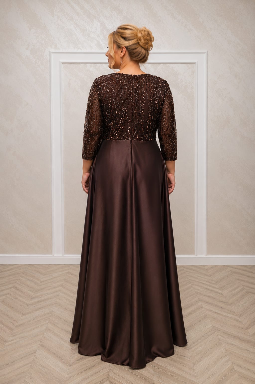 Rochia Chiara - rochie lunga pentru marimile plus size Verde Smarald sau Ciocolatiu