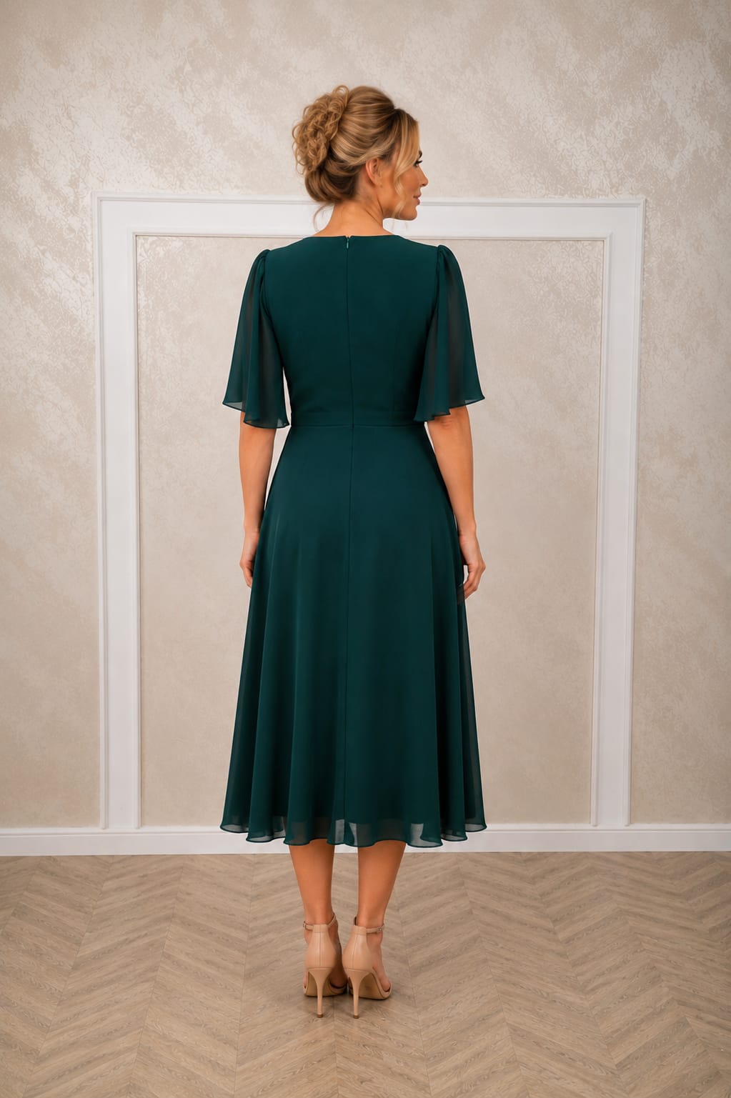 Rochia Stella Midi – Rochie lungime midi din voal cu maneci vaporoase diverse culori