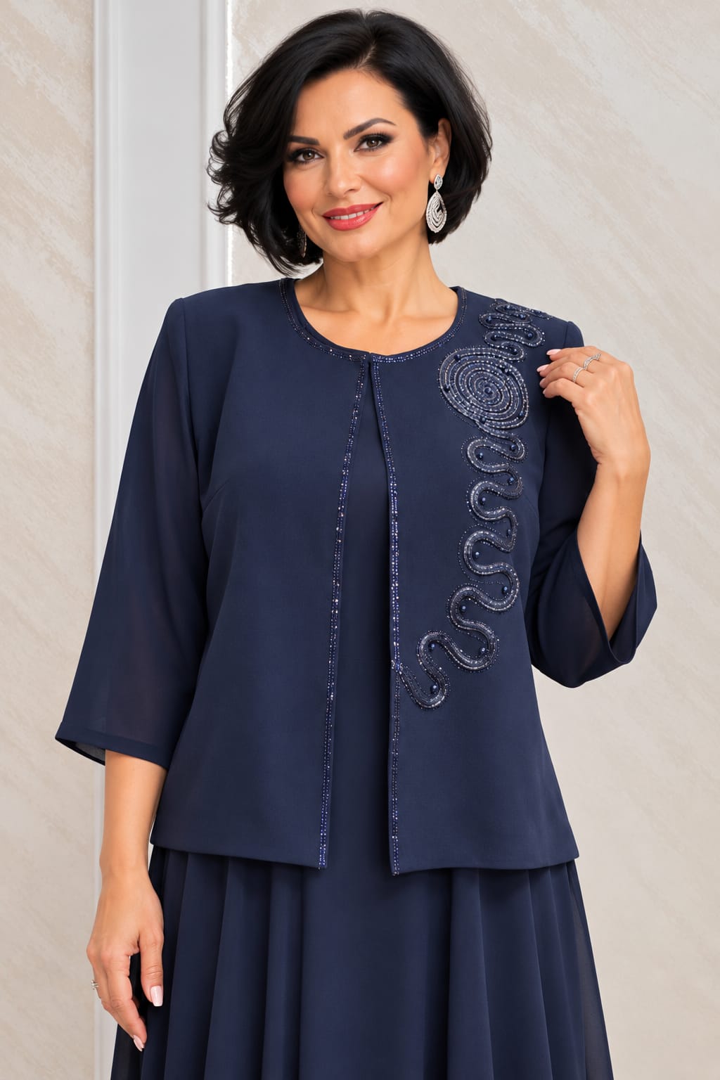 Compleu Claris cu rochie si sacou detasabil pentru nunta