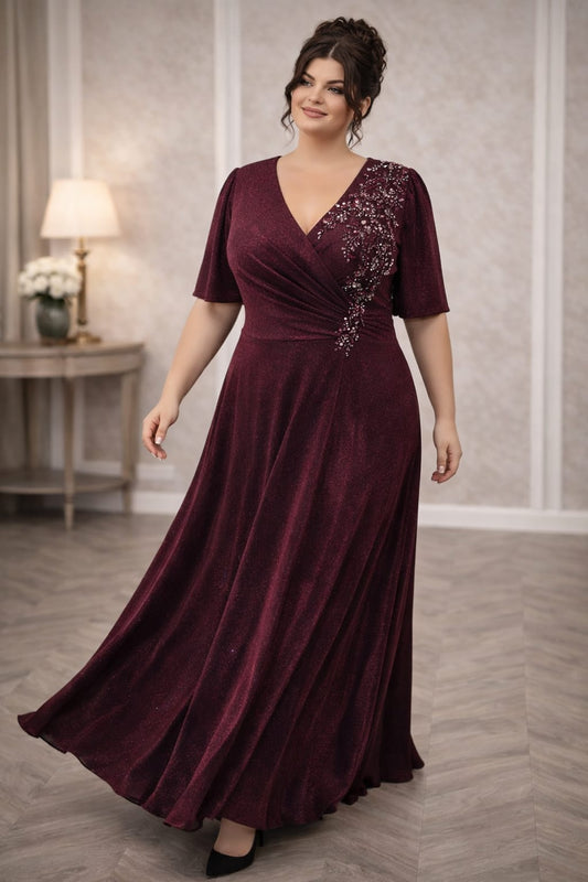 Rochia Dida – Rochie lunga din lurex pentru marimi plus size