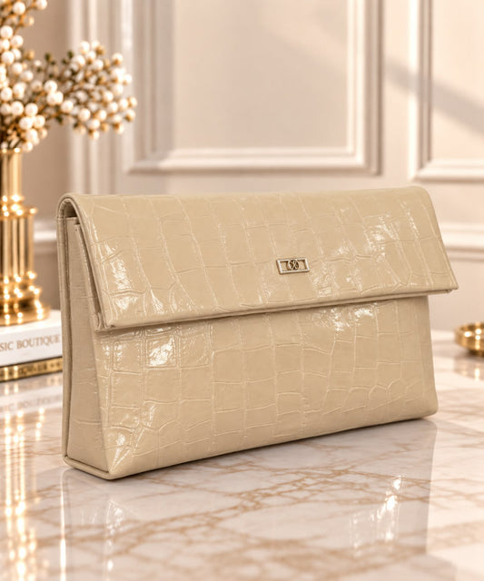 Clutch elegant cu textura crocodil