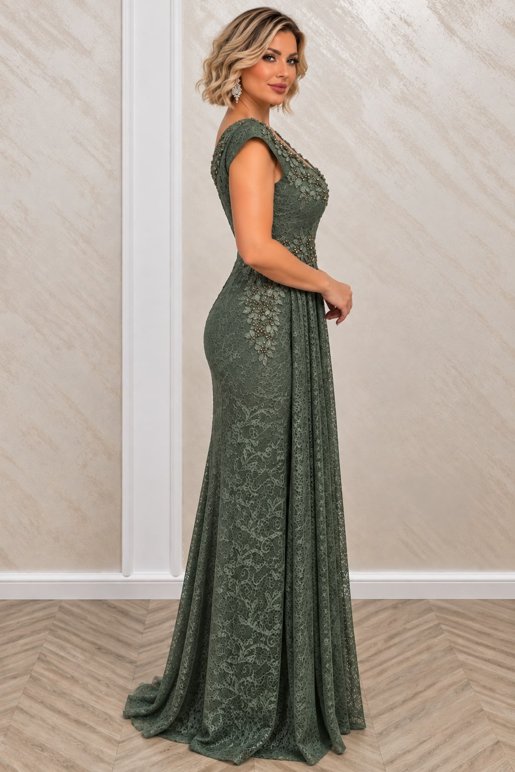 Danielle Lux - Rochie Lunga din Dantela cu Corset Reglabil