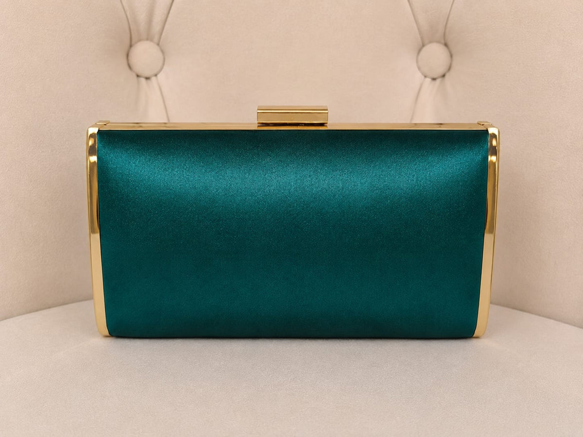 Geanta Clutch verde smarald cu strassuri