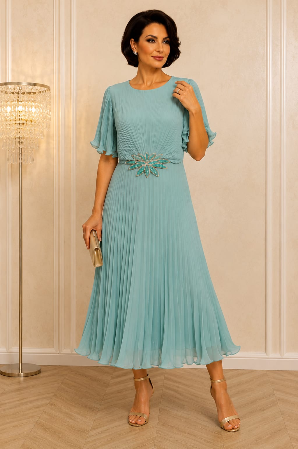 Rochia Dida Midi – Rochie eleganta din voal plisat, usoara si vaporoasa disponibila in mai multe culori