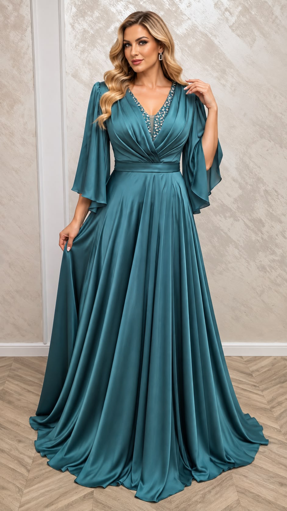 Rochia Diona Lux – rochie de seara lunga din satin cu fir de matase si cristale disponibila in 3 culori