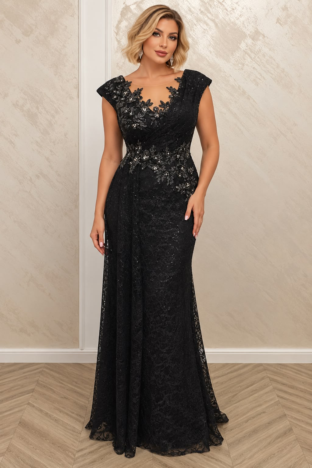 Danielle Lux - Rochie Lunga din Dantela cu Corset Reglabil