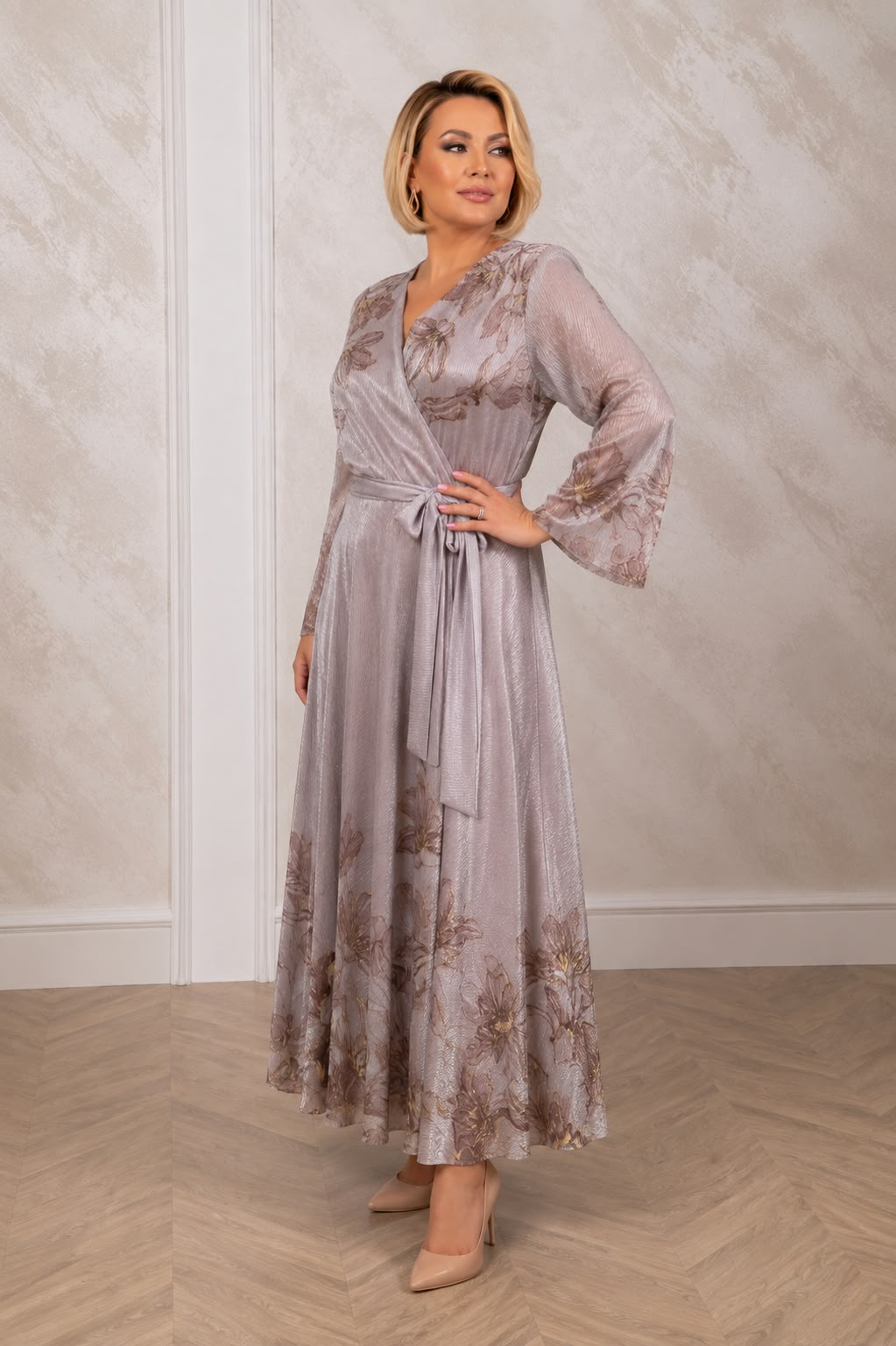 Rochia Lacrimioara - Rochie midi-maxi vaporoasa cu imprimeu floral