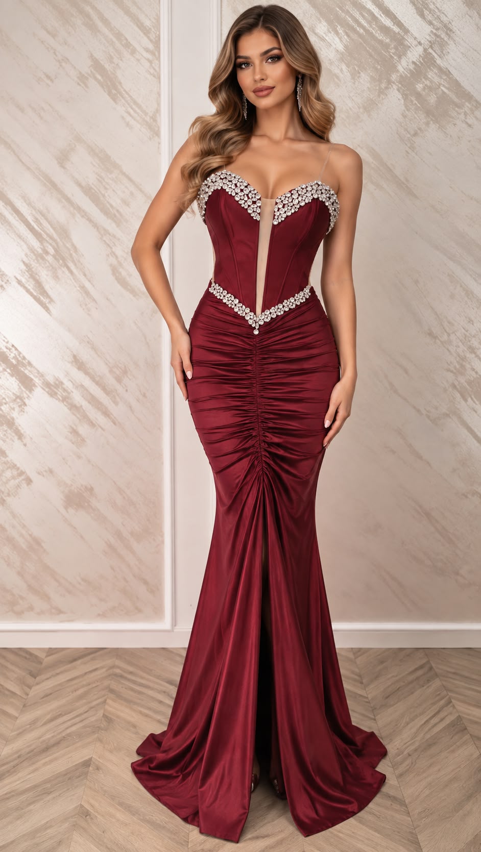 Rochie Aliona lunga de seara cu corset si cristale