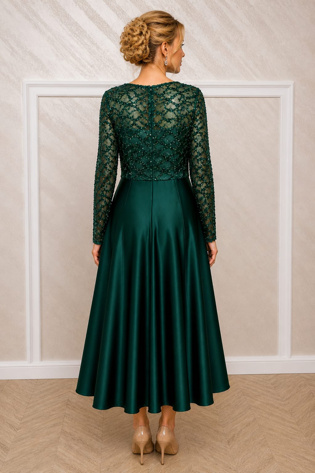 Rochia Dixi - rochie eleganta lungime midi cu maneci disponibila in 3 nuante