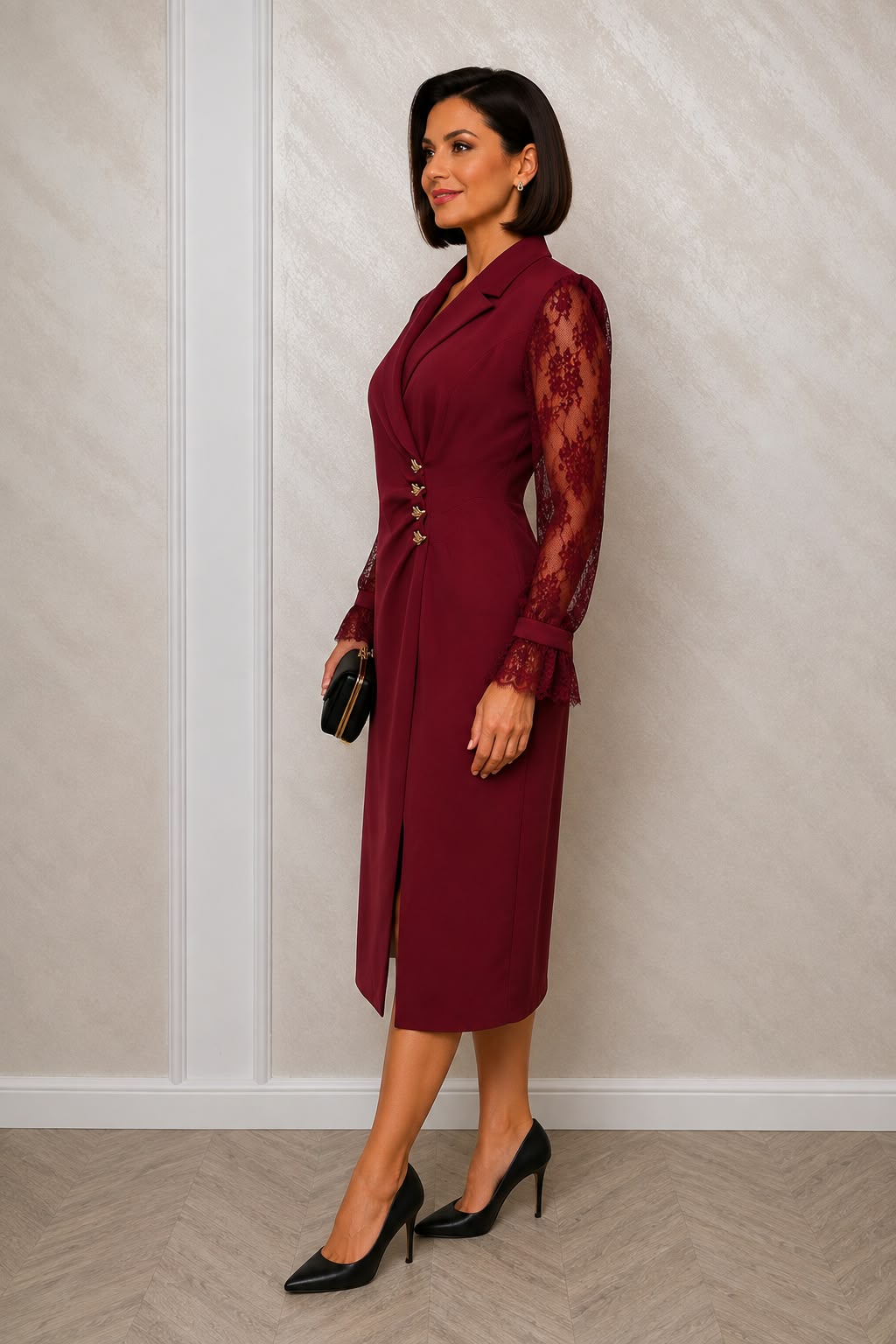 Rochia Star – Rochie eleganta tip sacou cu maneci din dantela