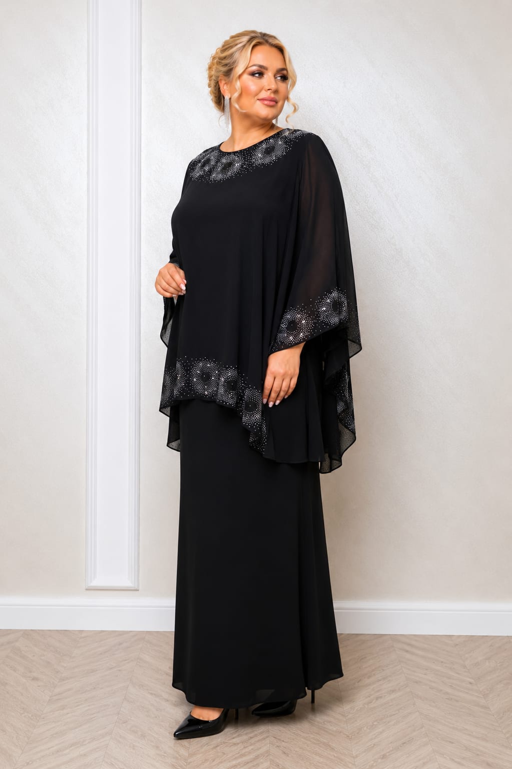 Rochia Deluxe – Rochie pentru evenimente din voal cu  bolero detasabil pentru marimi plus size