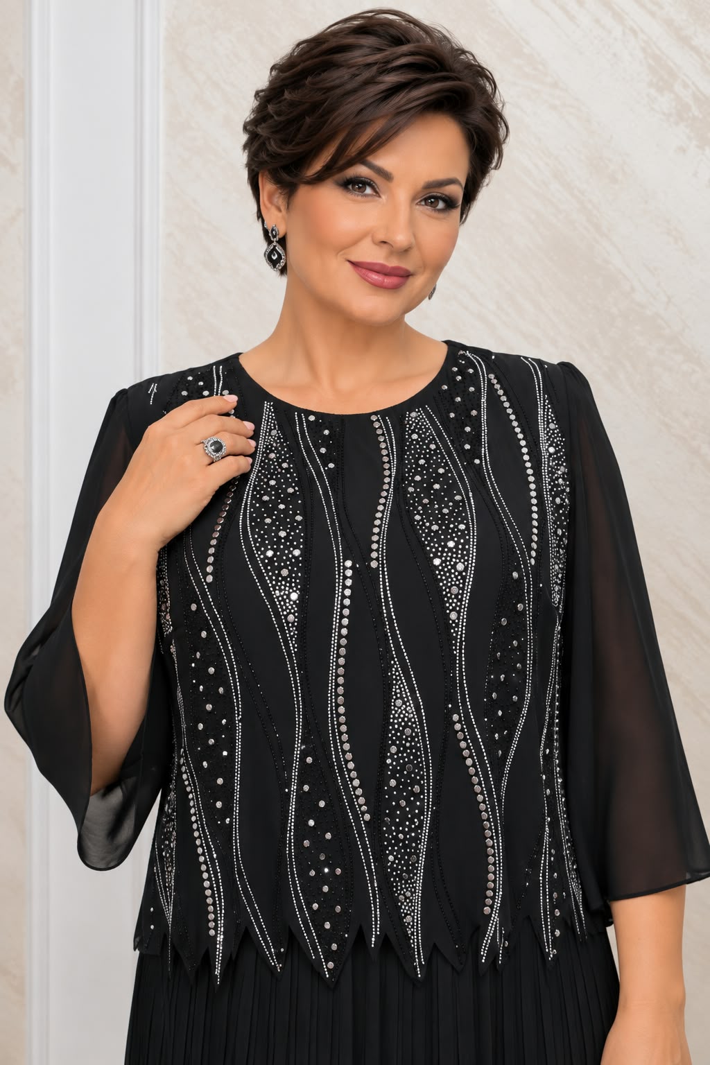 Rochie Teo Royal midi din voal cu cristale - marimi mar