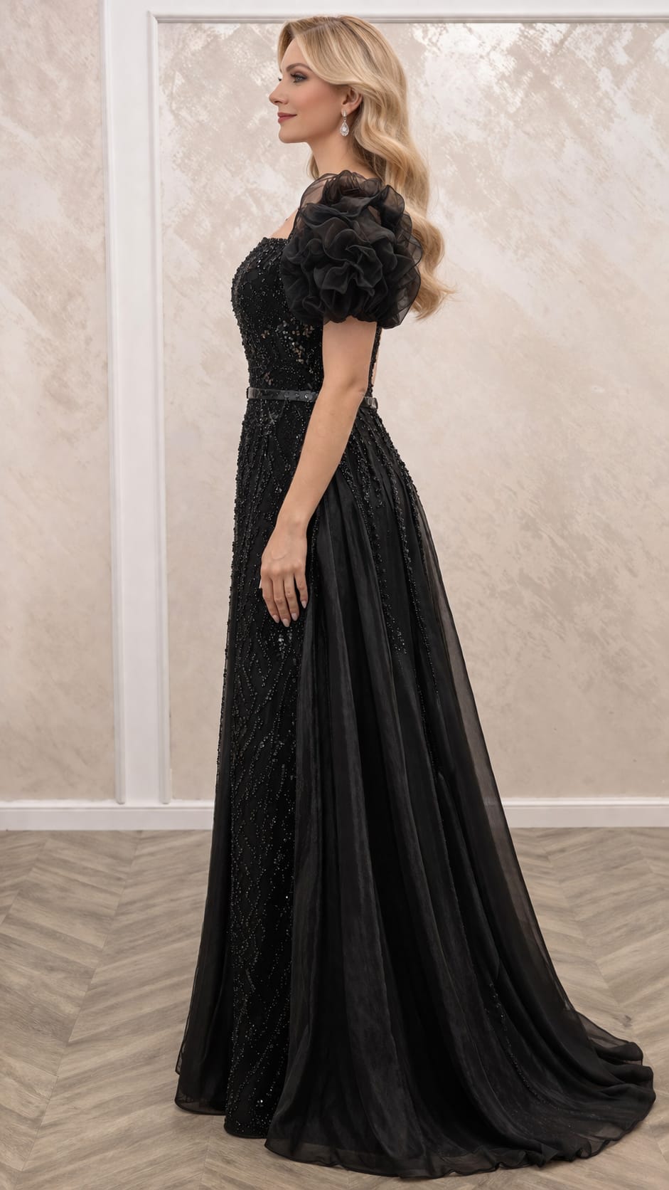 Rochia Melissa – Rochie eleganta din dantela luxoasa cu trena detasabila ,verde smarald, negru sau sampanie