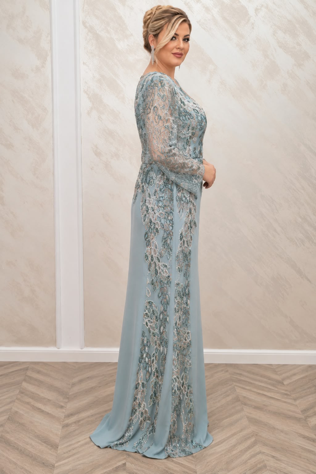 Rochia Dinelle – rochie lunga eleganta de seara cu dantela paietata