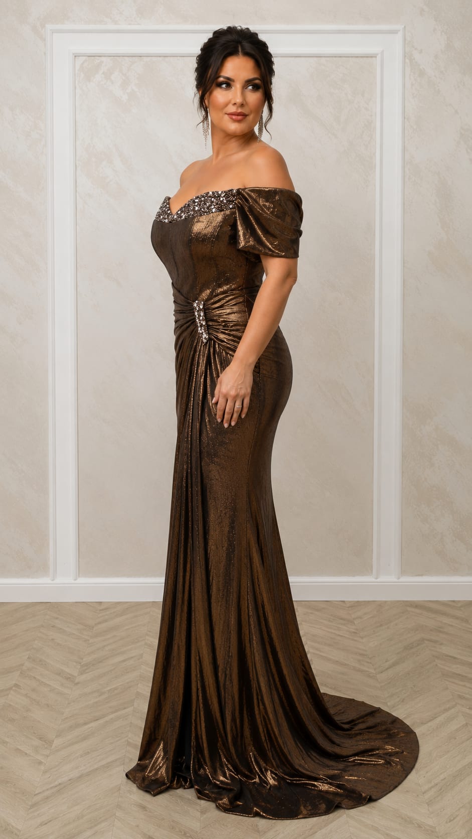 Rochia Gema – Rochie lunga de seara tip sirena cu efect de subtiere