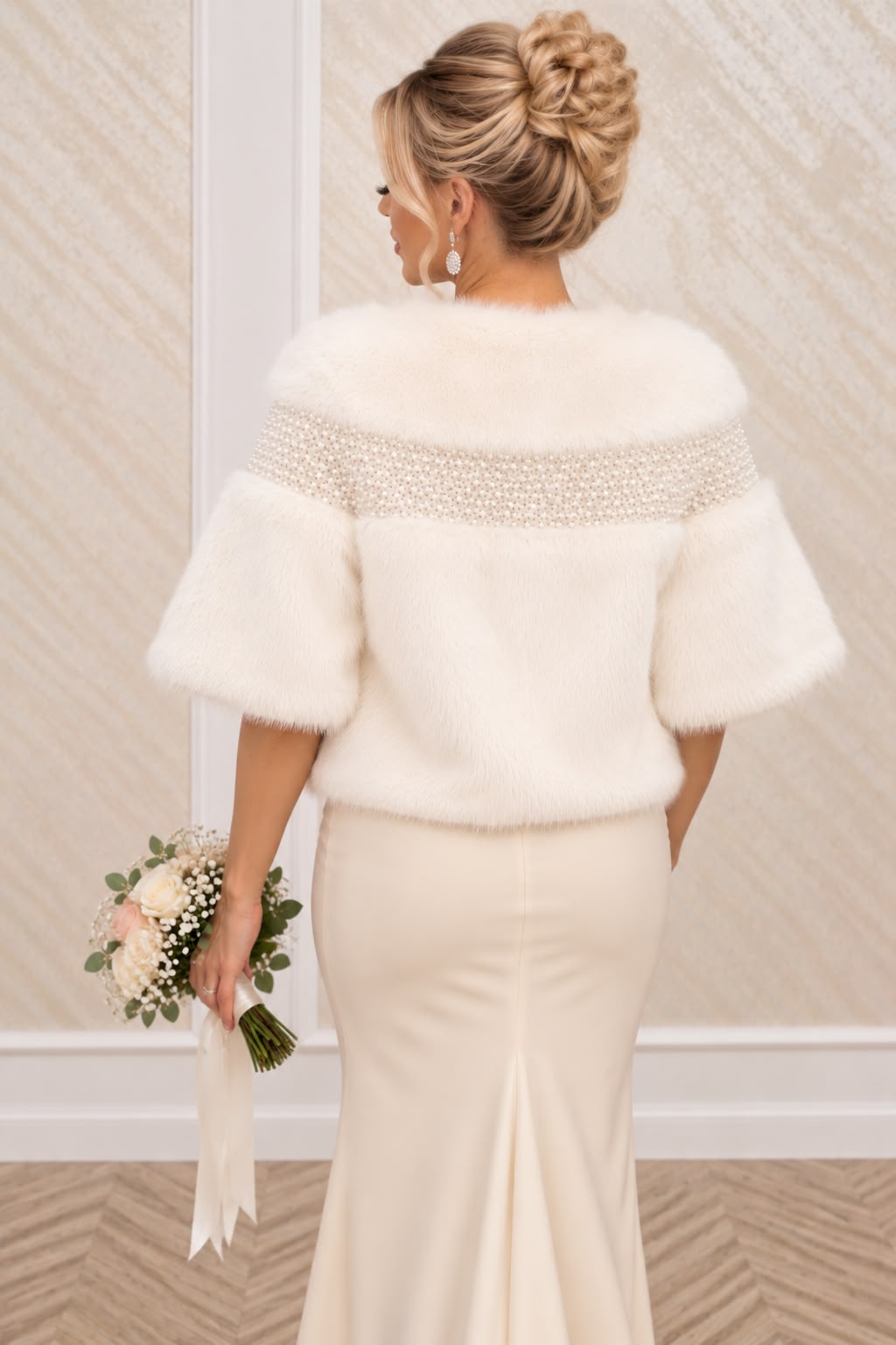Blanita Eleganta Tip Sacou cu Perle – Negru sau Ivoar
