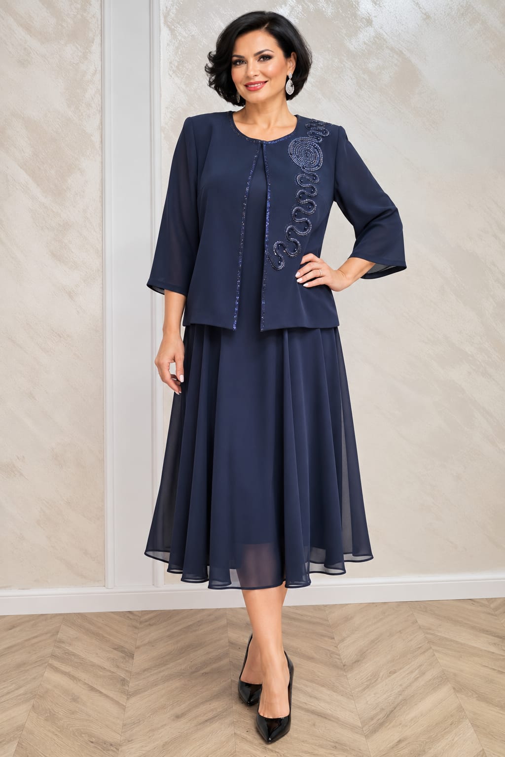 Compleu Claris cu rochie si sacou detasabil pentru nunta