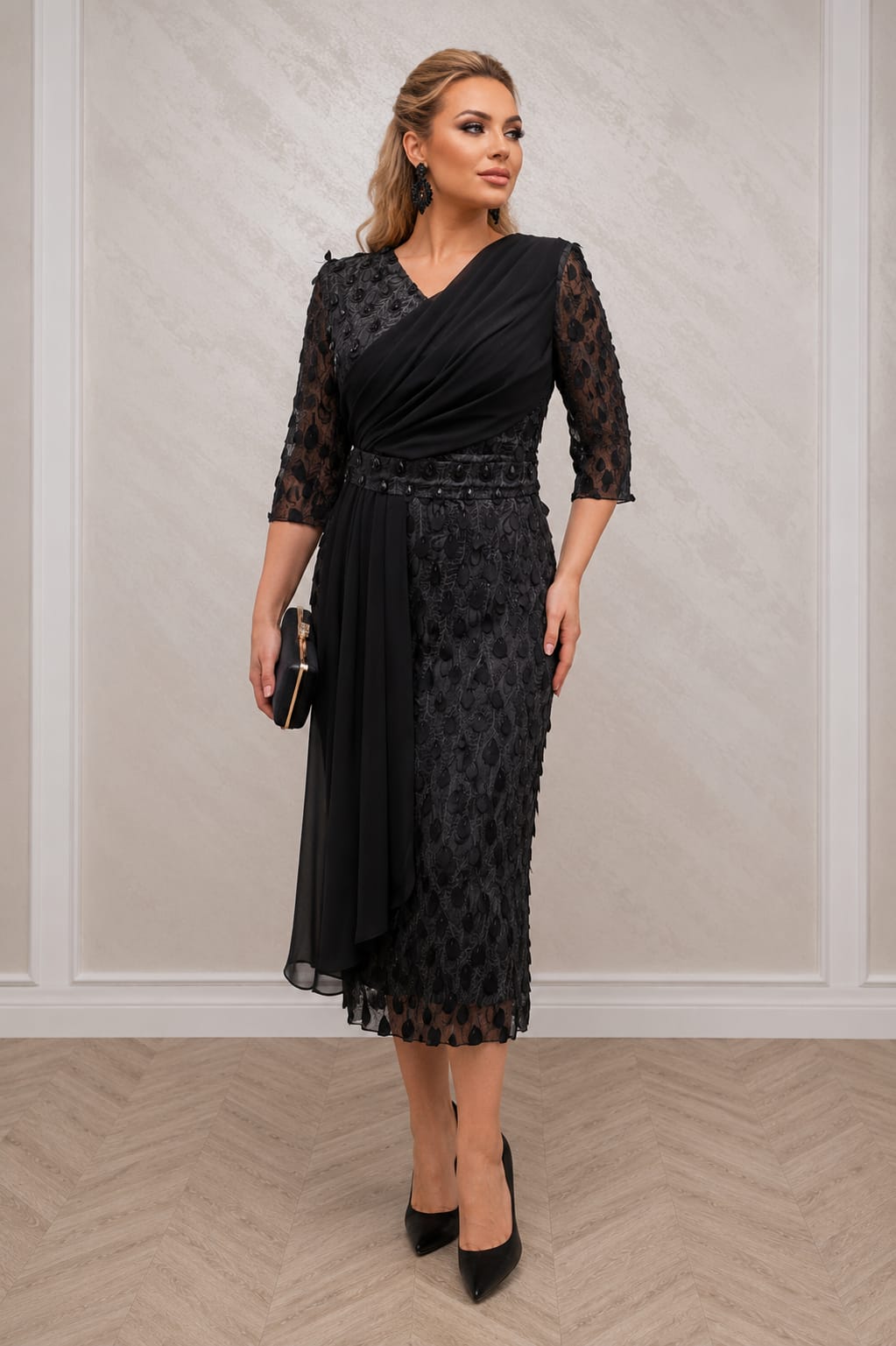 Rochia Forever Midi – Rochie midi eleganta si delicata, vaporoasa pentru petrecerile de vara