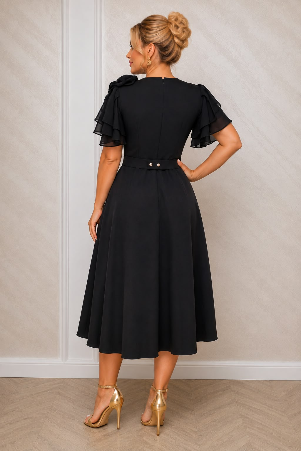 Rochia Irina – Rochie eleganta cu maneci din voal si buzunare