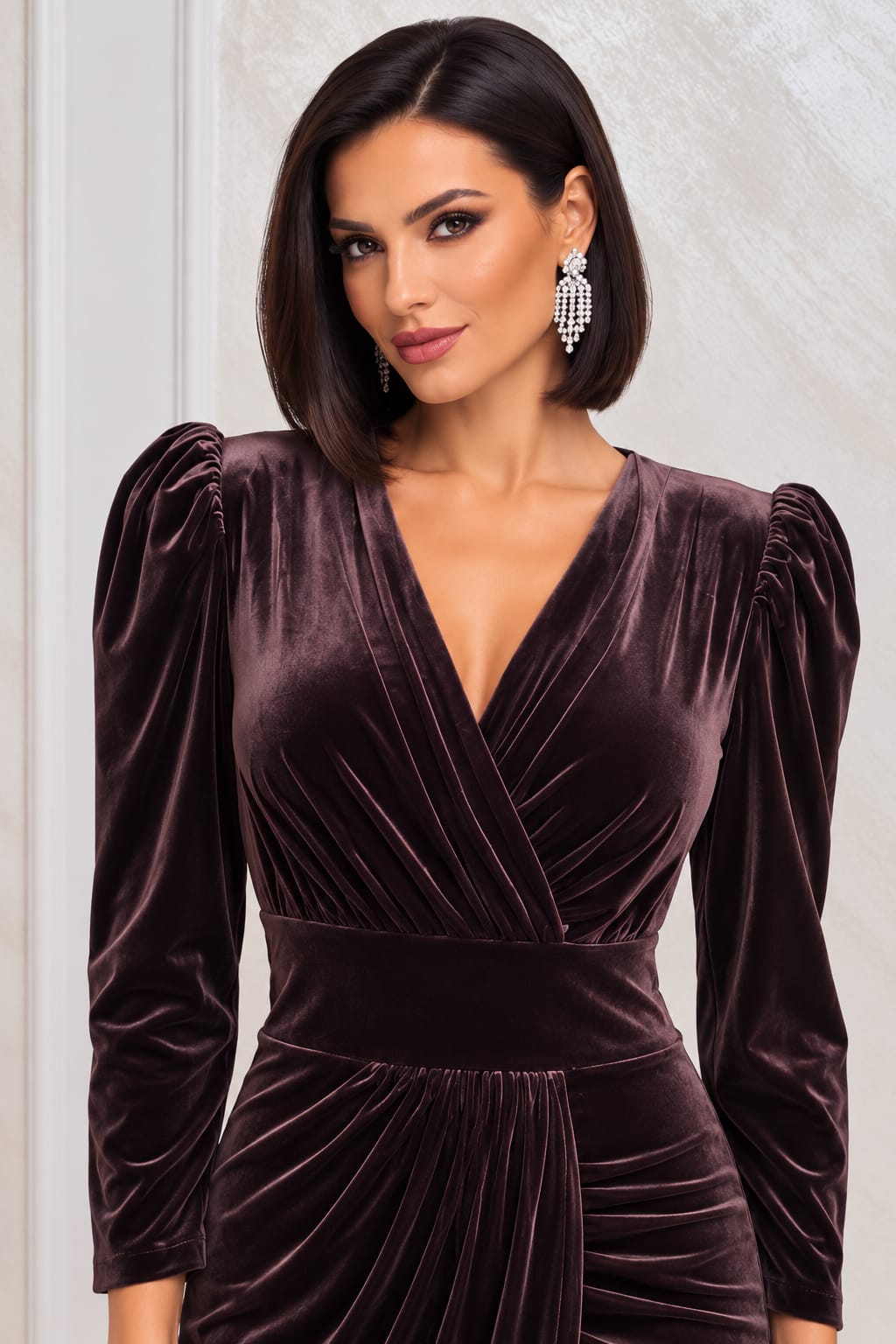 Rochia Katife - Rochie midi din catifea premium cu efect de subțiere a taliei