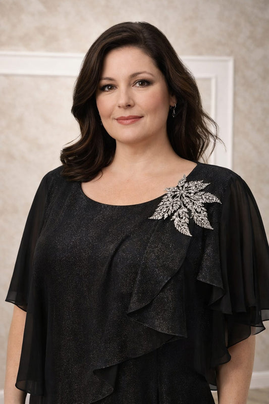 Rochia Teo – Rochie Lunga Neagra Eleganta pentru Marimi Mari