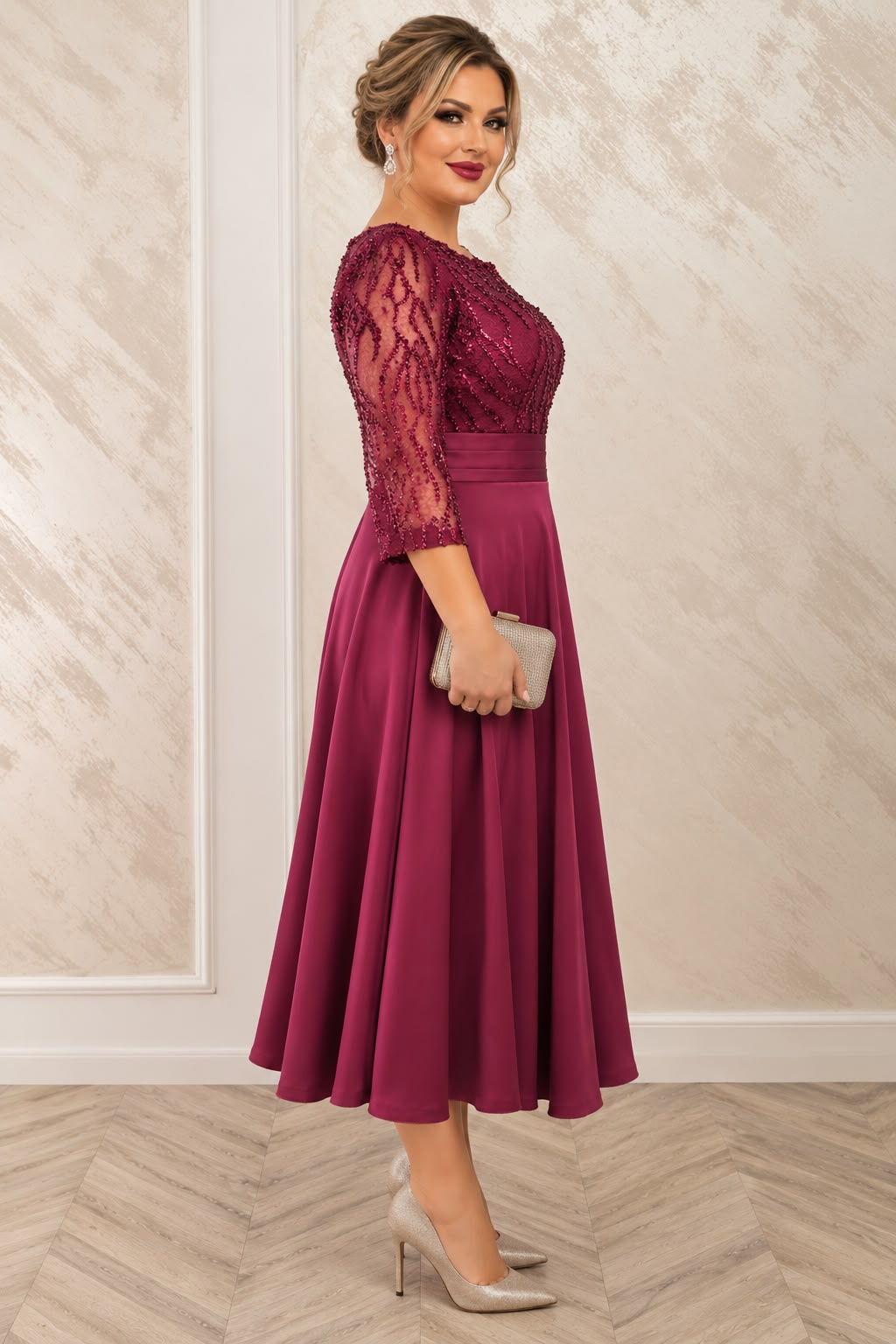 Rochia Dixi lungime midi-rochie eleganta disponibila in 2 nuante