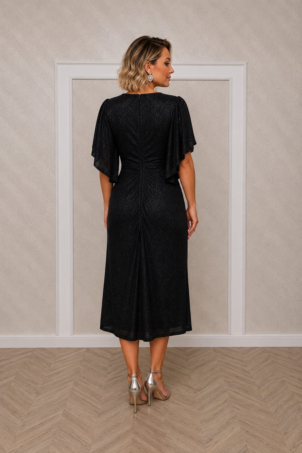 Rochia Cupra Midi – Rochie leganta stralucitoare cu efect cameleon potrivita atat pentru marimi medii cat si marimi plus size