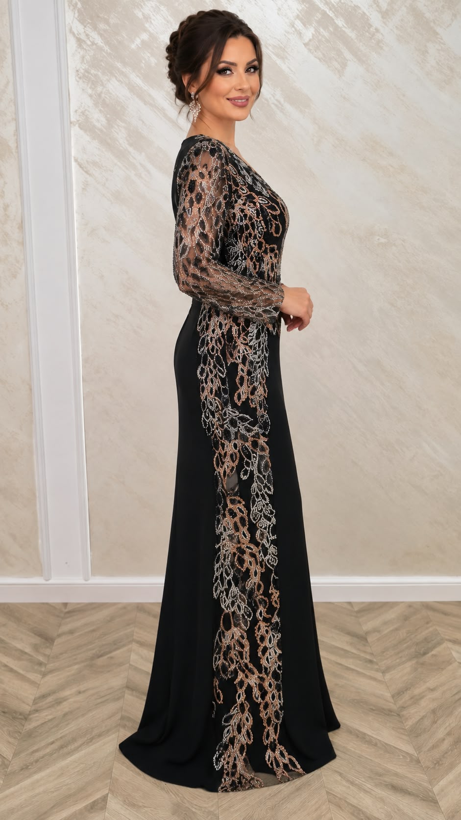 Rochia Dinelle – rochie lunga eleganta de seara cu dantela paietata