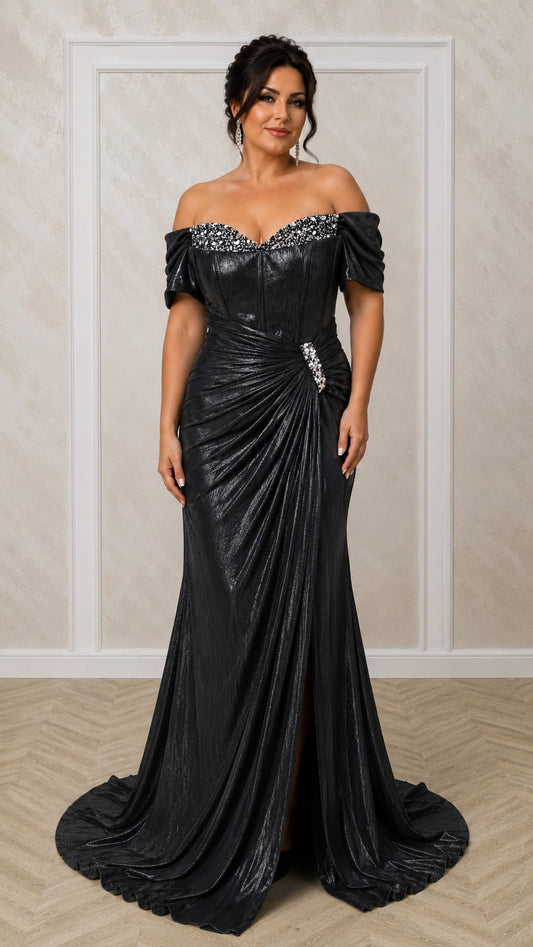 Rochia Gema – Rochie lunga de seara tip sirena cu efect de subtiere