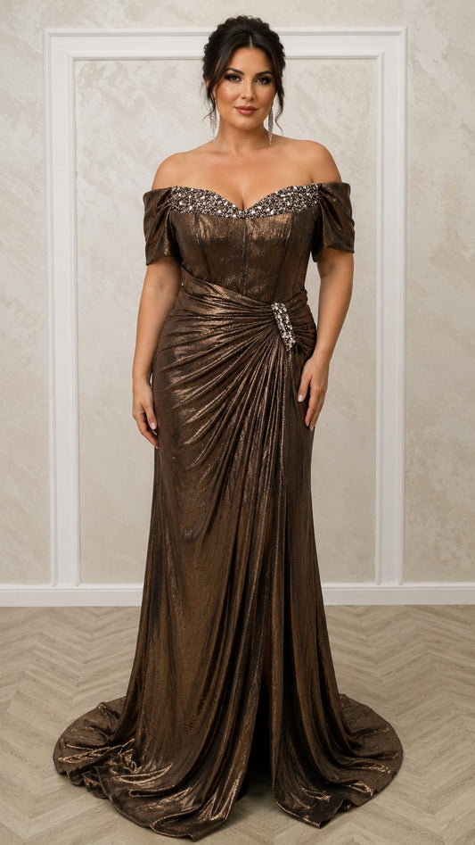Rochia Gema – Rochie lunga de seara tip sirena cu efect de subtiere