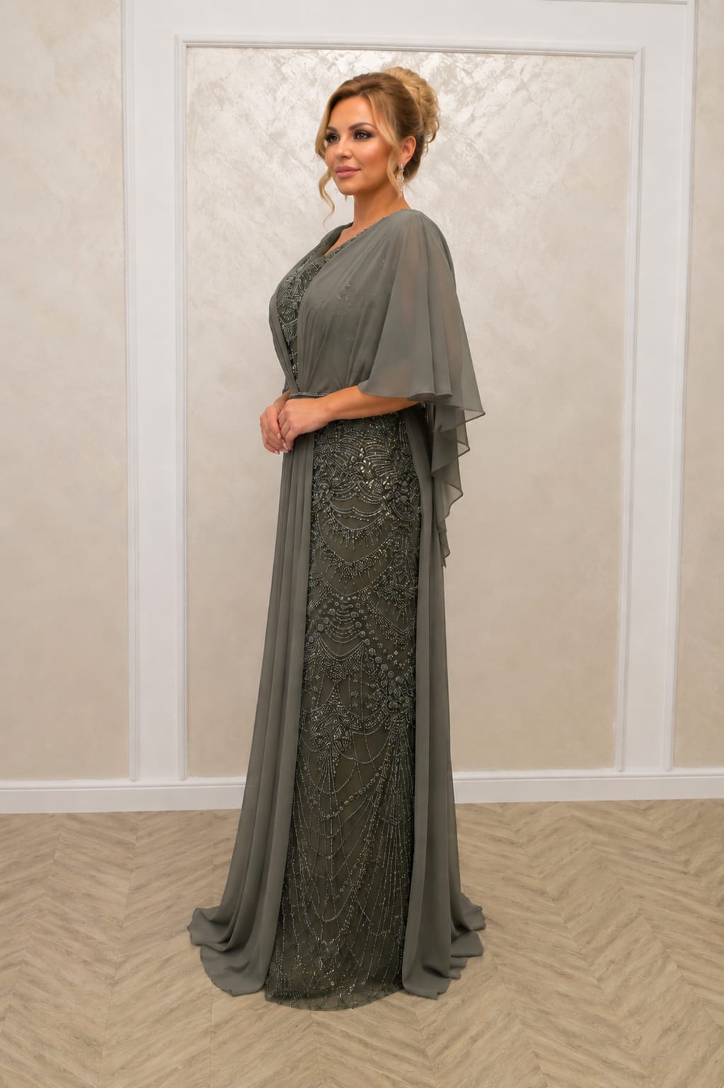 Rochia Sophia – Rochie eleganta verde din dantela cu voal pentru marimi Plus Size
