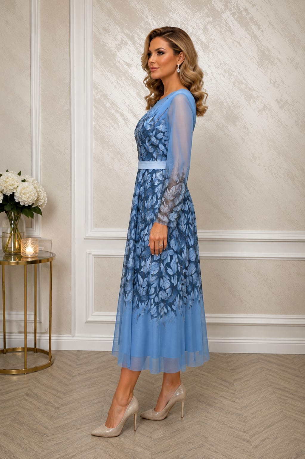 Rochie Midi Karina – eleganta rafinata din voal vaporos pentru evenimente de vara si toamna
