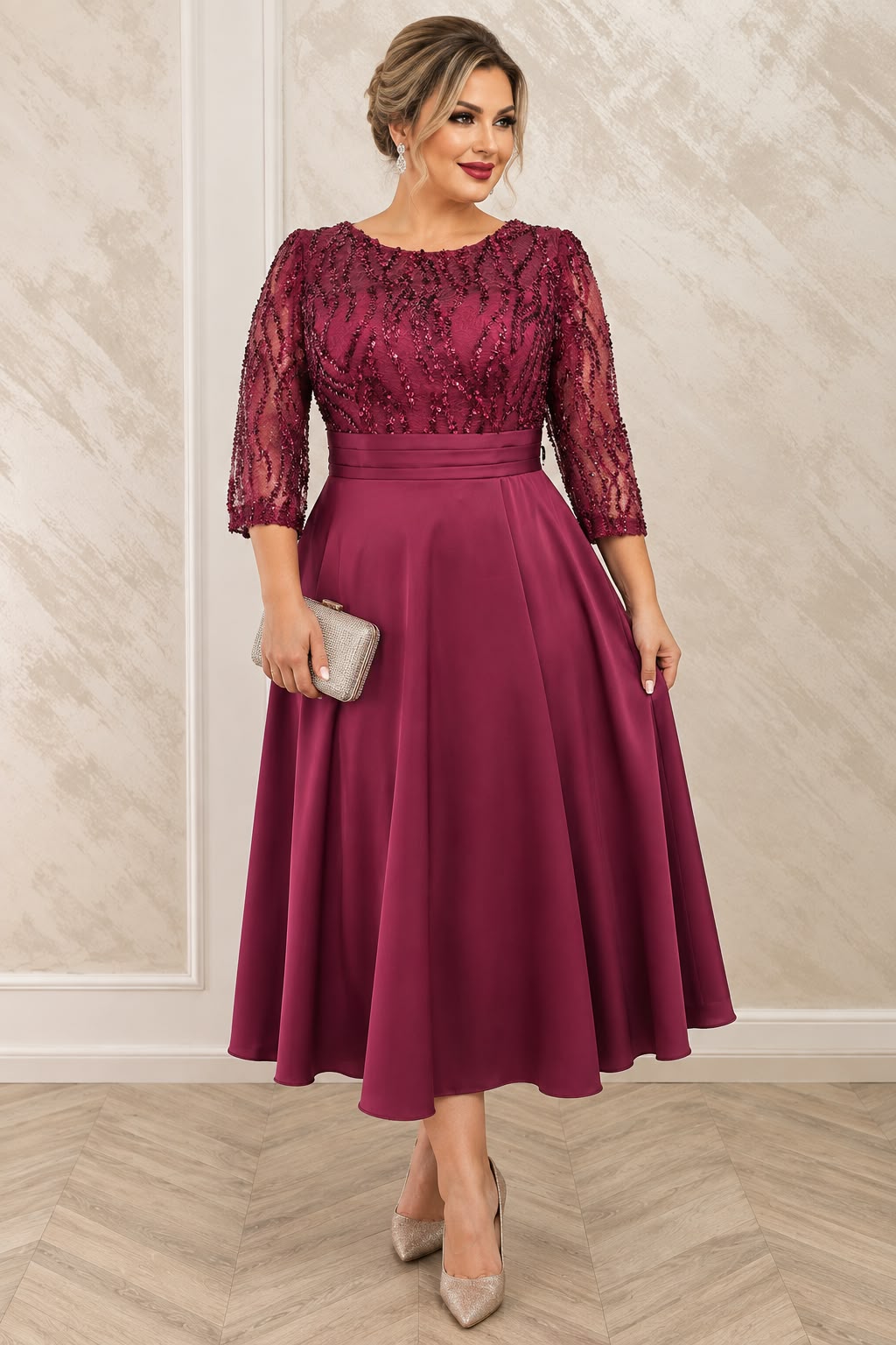 Rochia Dixi lungime midi-rochie eleganta disponibila in 2 nuante