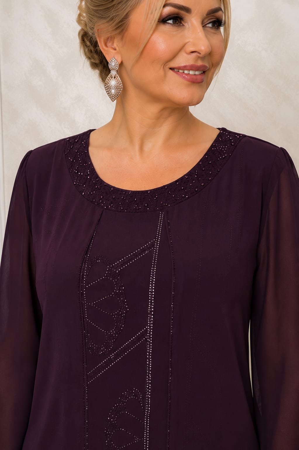 Rochia Midi -Rochie eleganta din voal Grena midi croi drept