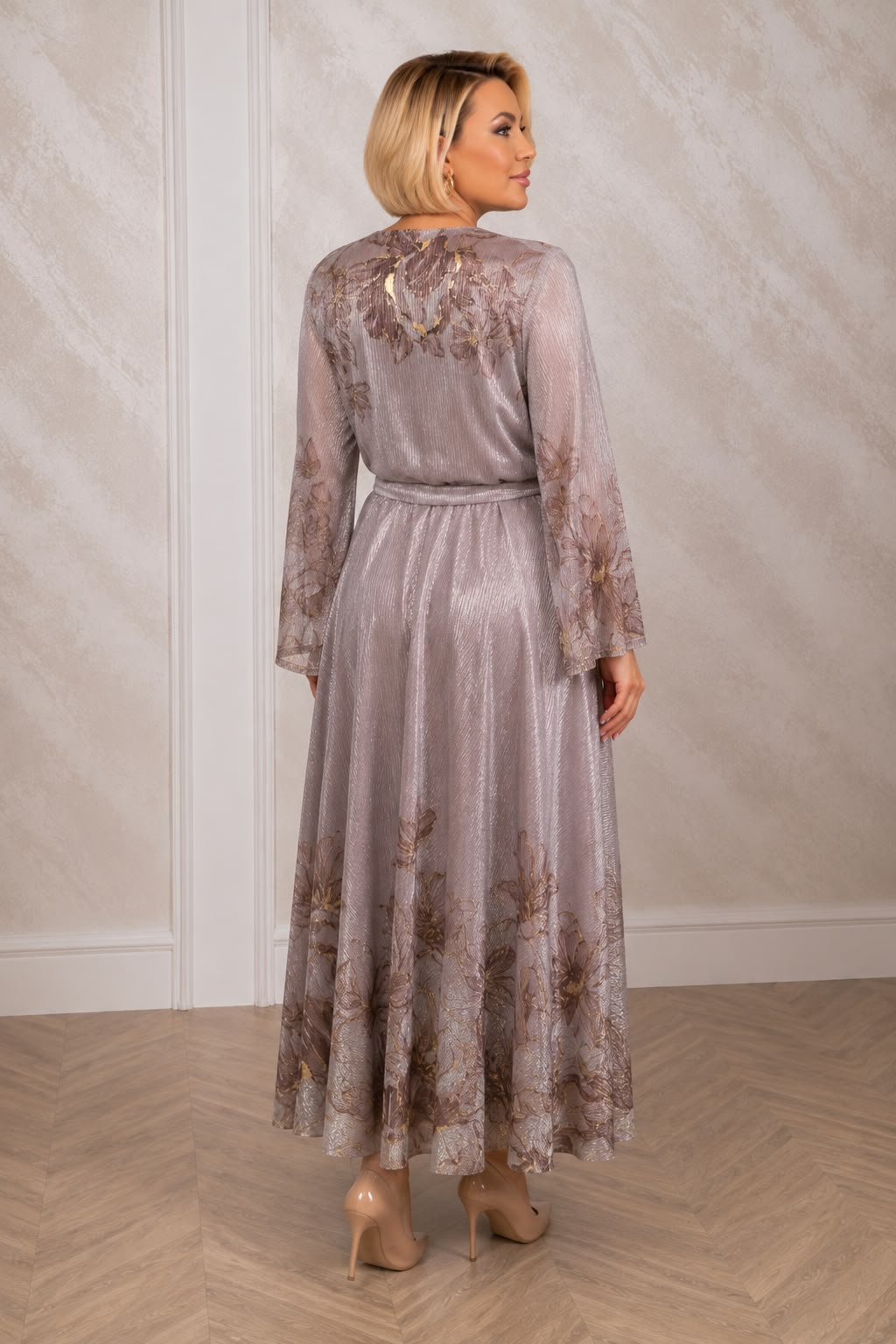 Rochia Lacrimioara - Rochie midi-maxi vaporoasa cu imprimeu floral