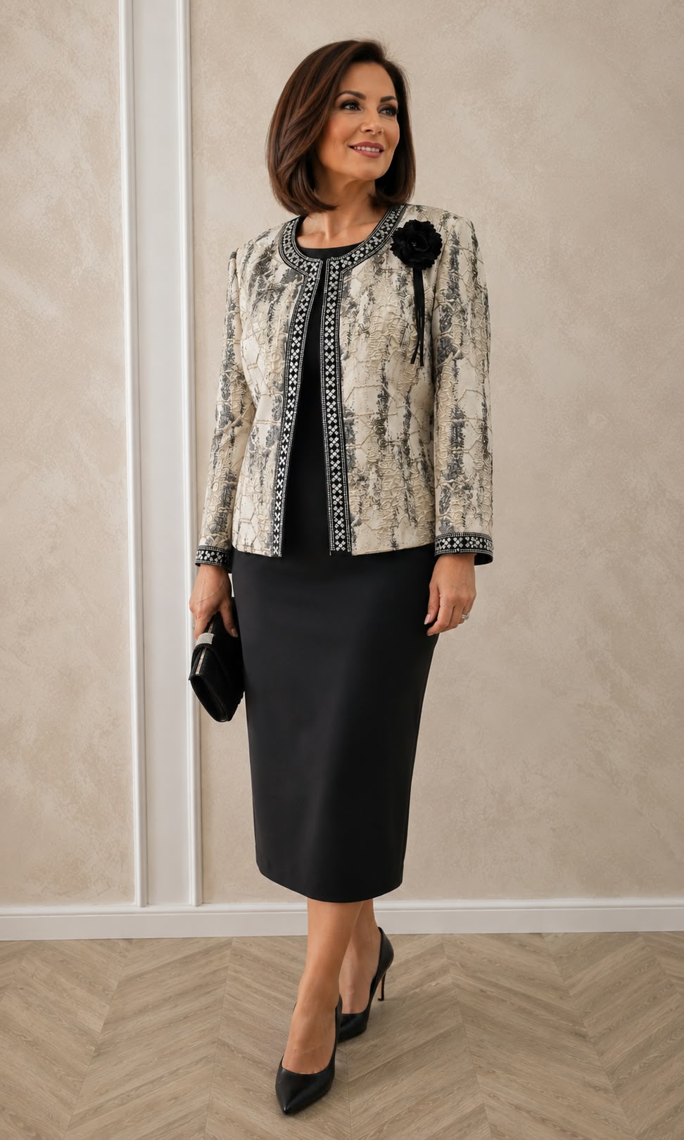 Compleu elegant dama Cemy 3 piese cu fusta,camasa si taior cu cristalele