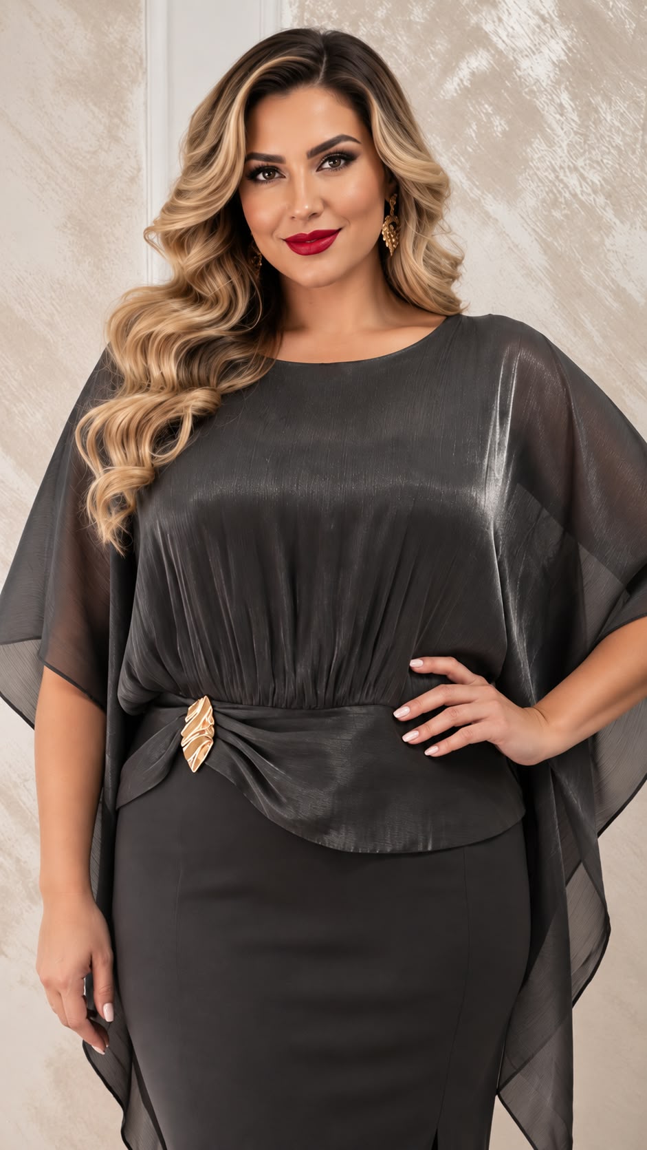 Rochie Anastasia eleganta midi cu bolero din organza pentru marimi medii si mari
