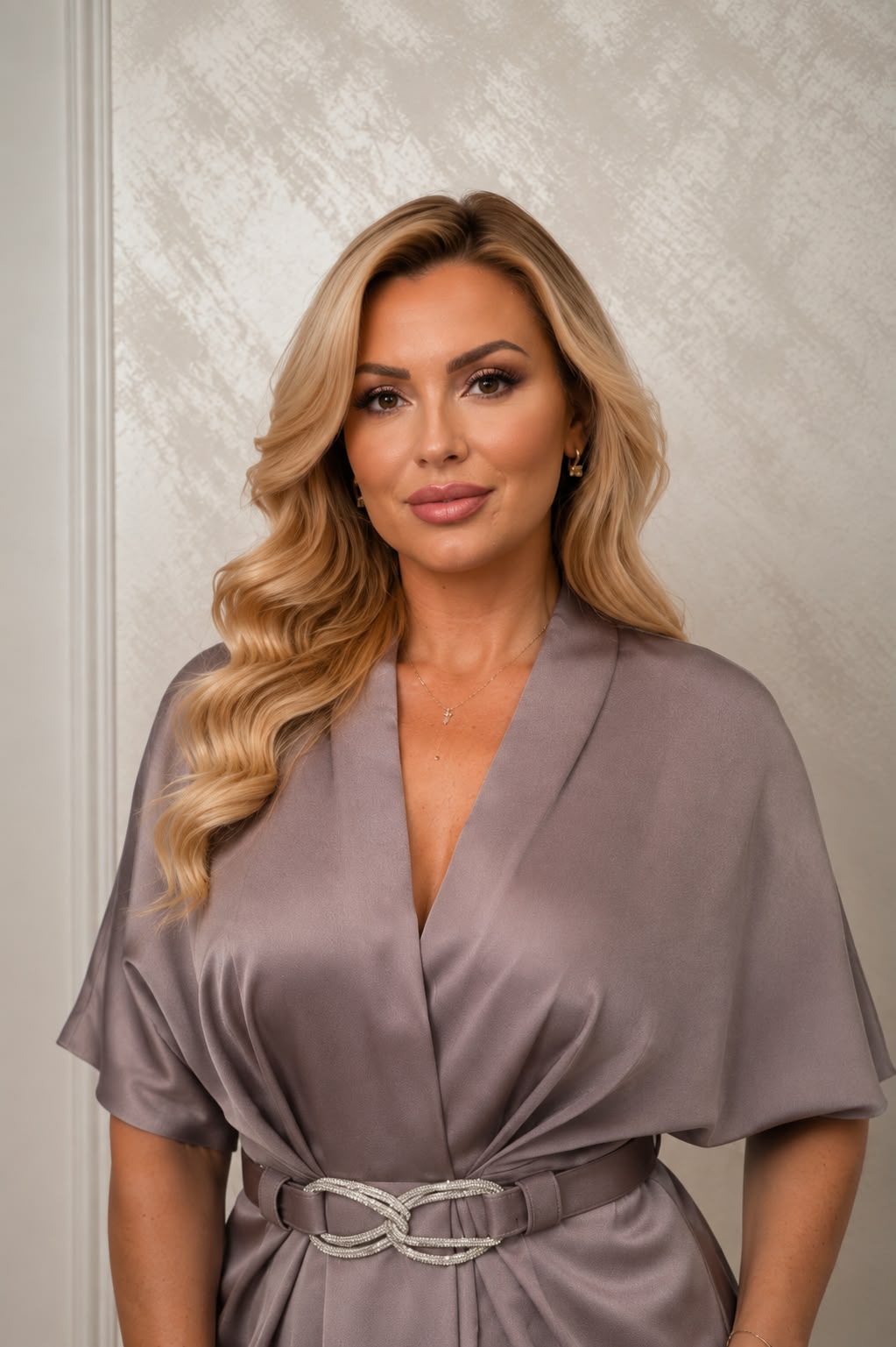 Compleu Dada – pantalon si bluza eleganta moderna din satin matasos