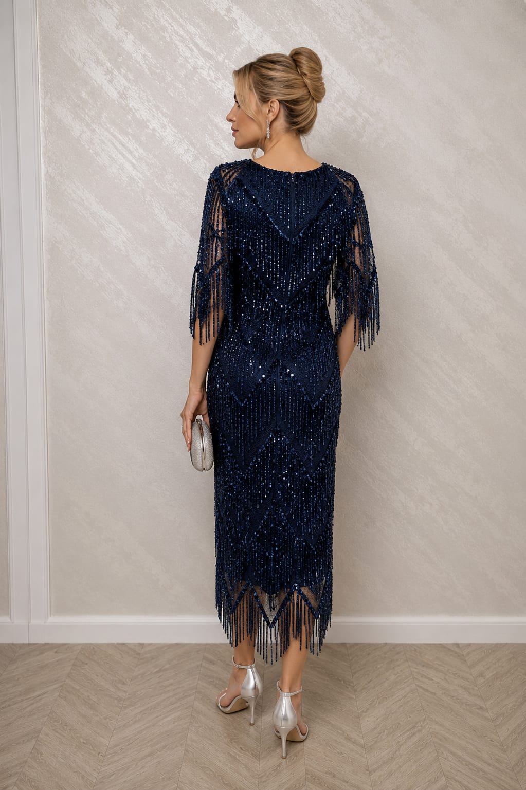 Rochia Mareza – Rochie eleganta din dantela paietata cu franjuri si efect spectaculos - 3 nuante