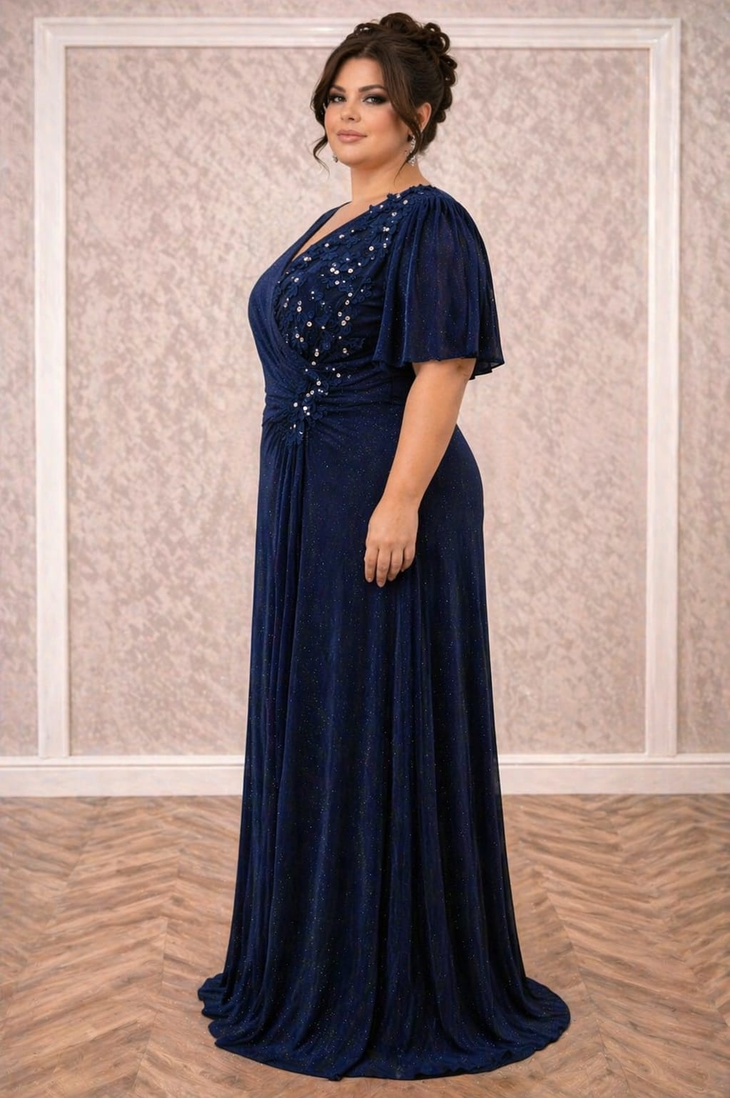 Rochia Dida – Rochie lunga din lurex pentru marimi plus size