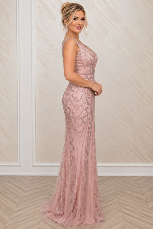 Rochie Blush Roz Pudrat din Matase cu Broderie – Editie Limitata