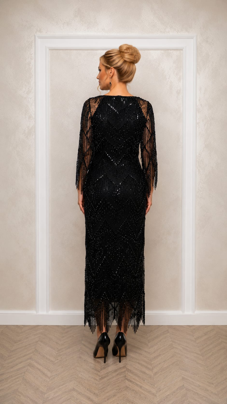 Rochia Mareza – Rochie eleganta din dantela paietata cu franjuri si efect spectaculos - 3 nuante