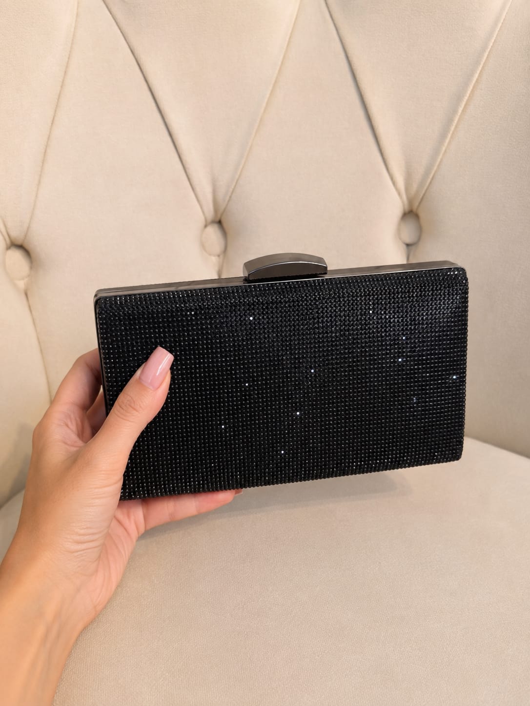 Geanta Clutch Neagra cu Strassuri