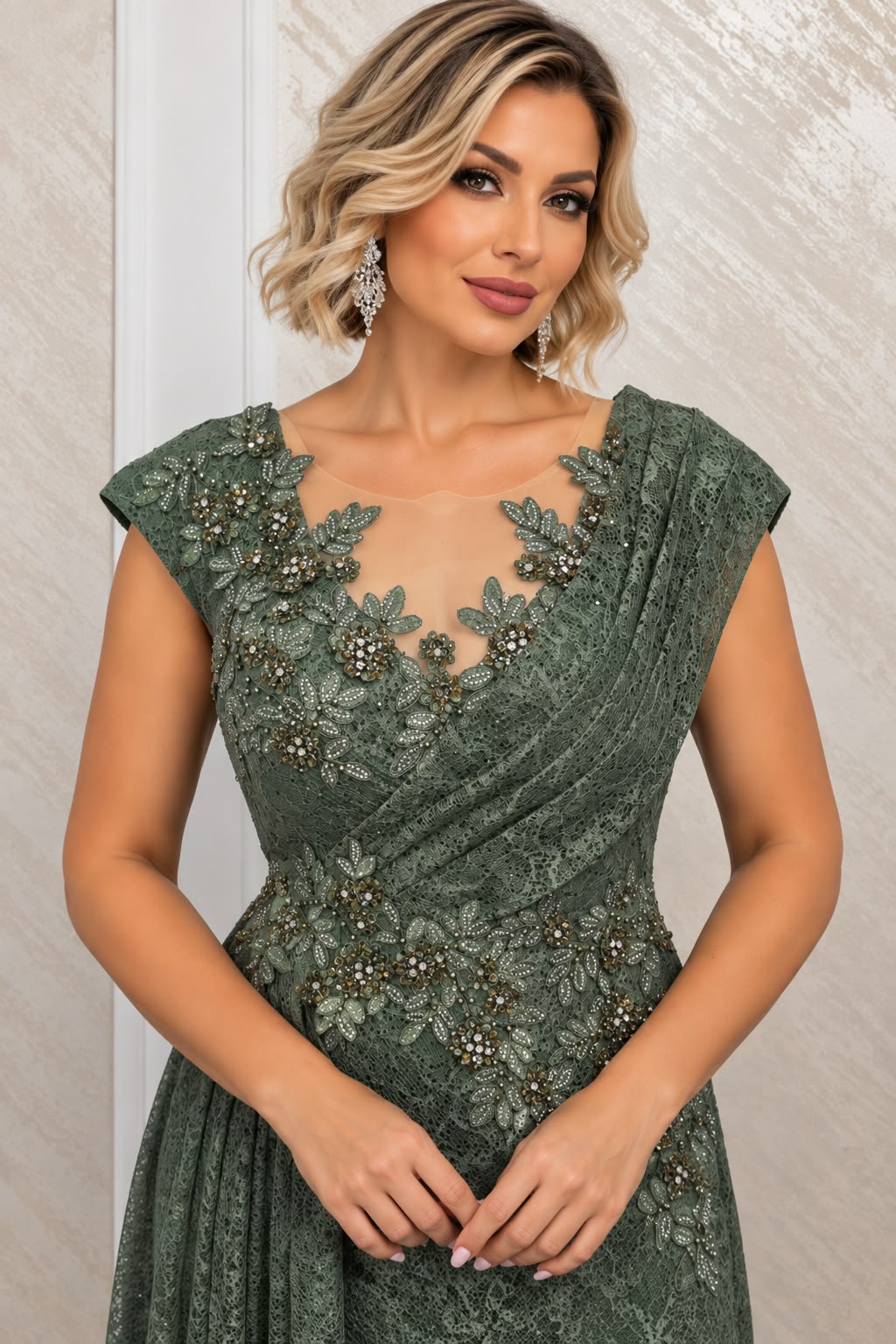 Danielle Lux - Rochie Lunga din Dantela cu Corset Reglabil
