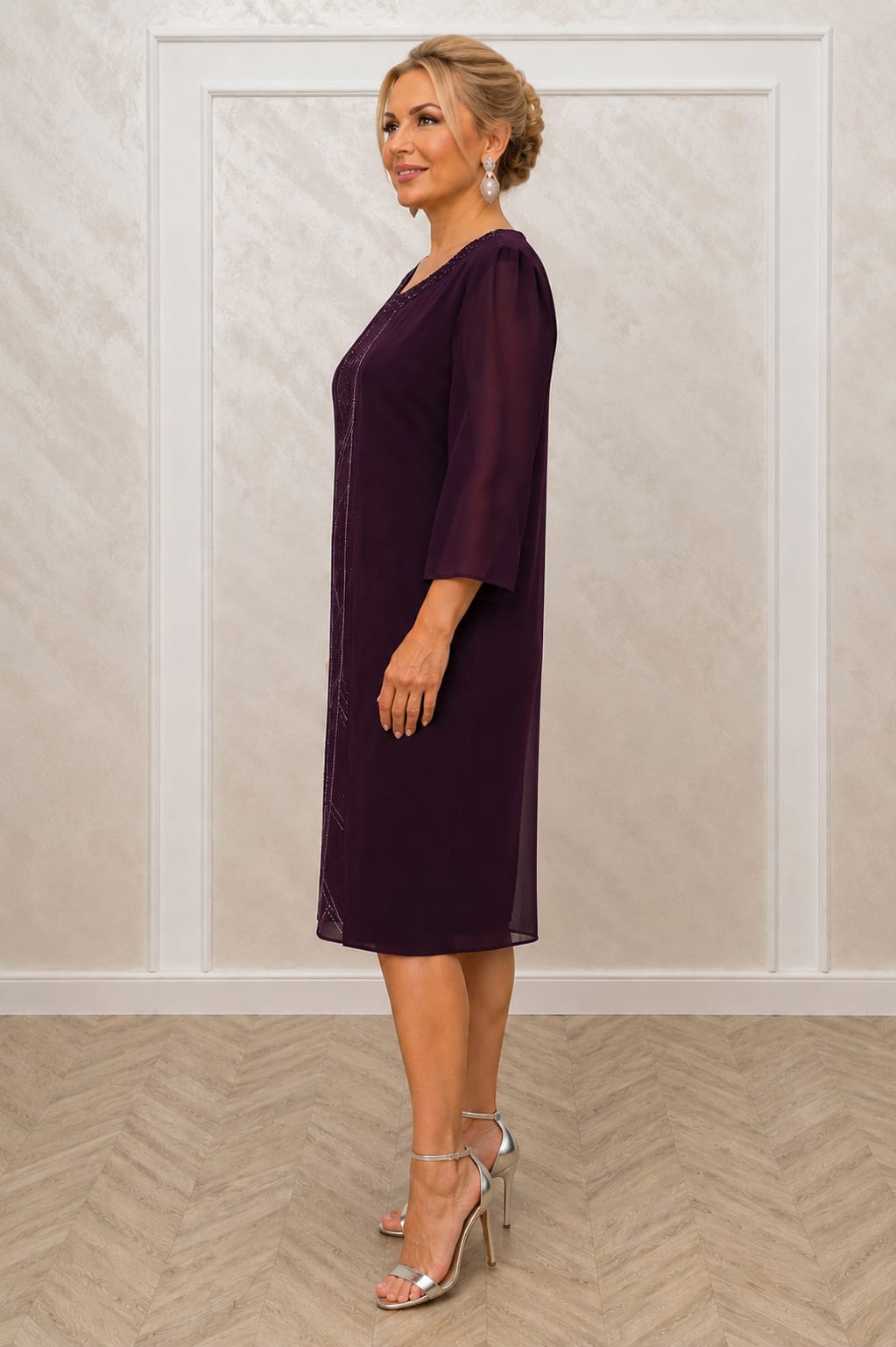 Rochia Midi -Rochie eleganta din voal Grena midi croi drept